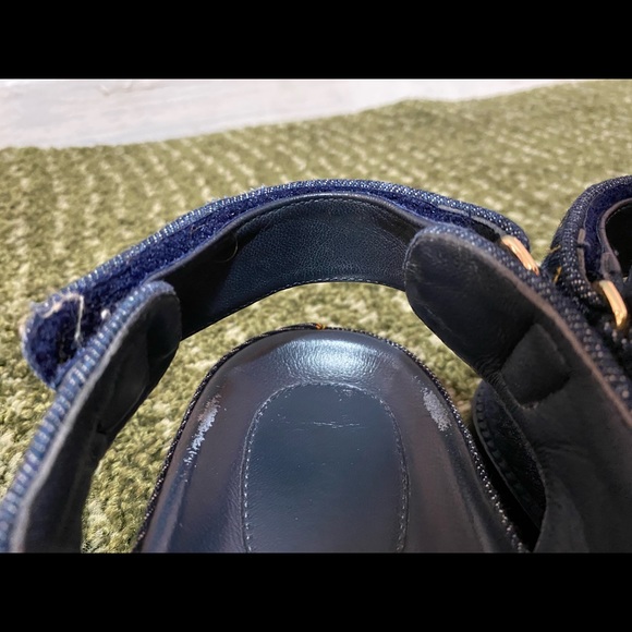 Chanel Denim Gold Quilted Cc Logo daddy sandal - Picture 12 of 13
